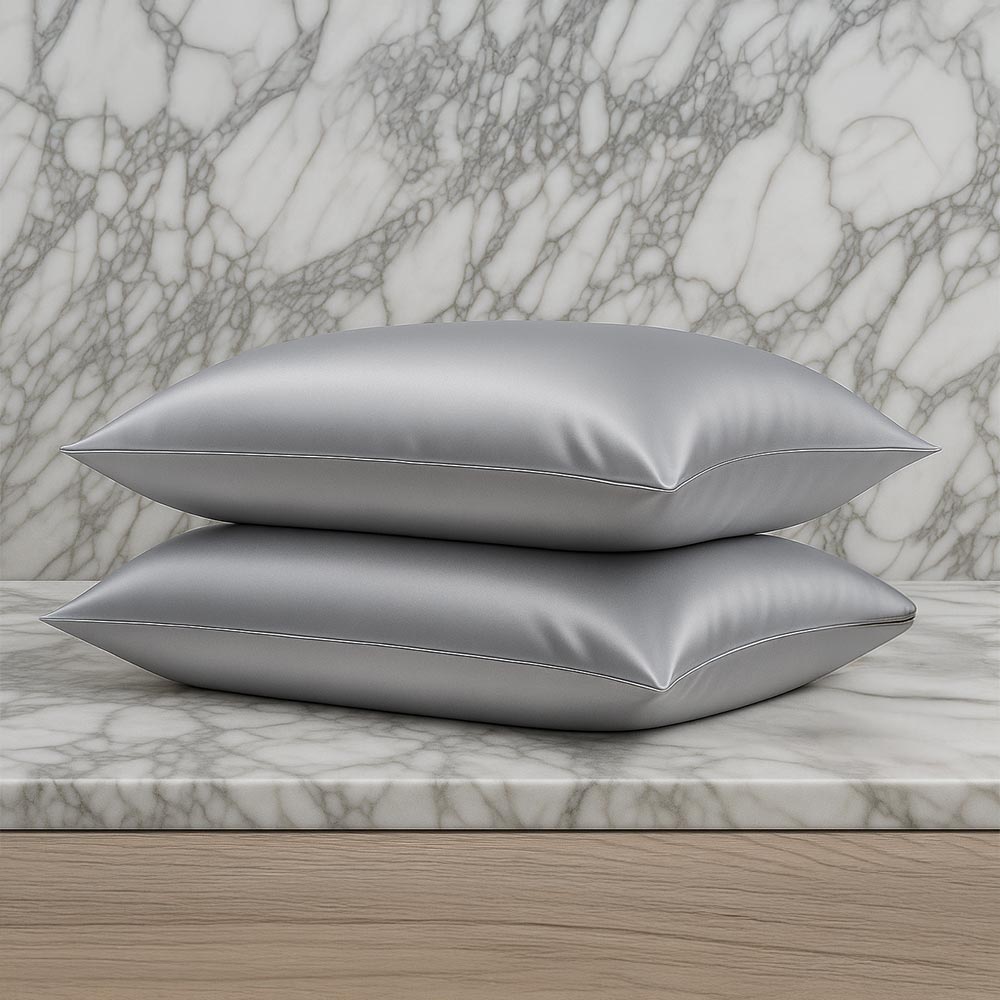 Luxe 100% Bamboo Sateen Pillowcase Set on a made bed