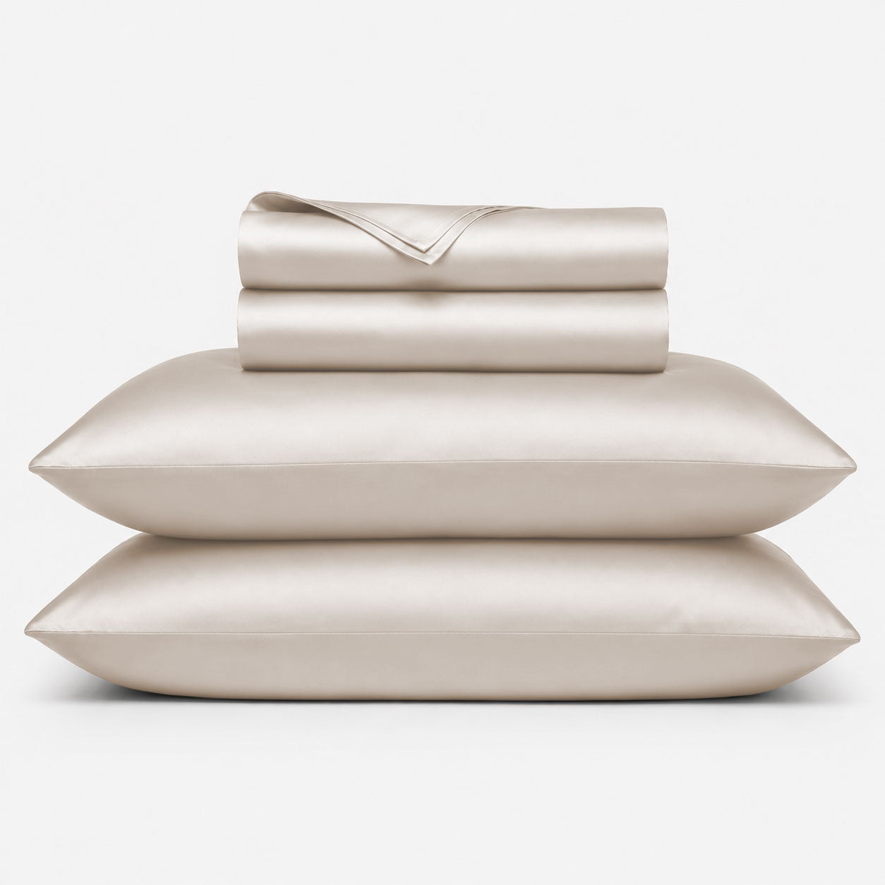 Cream 100% bamboo viscose sheet set, folded stack