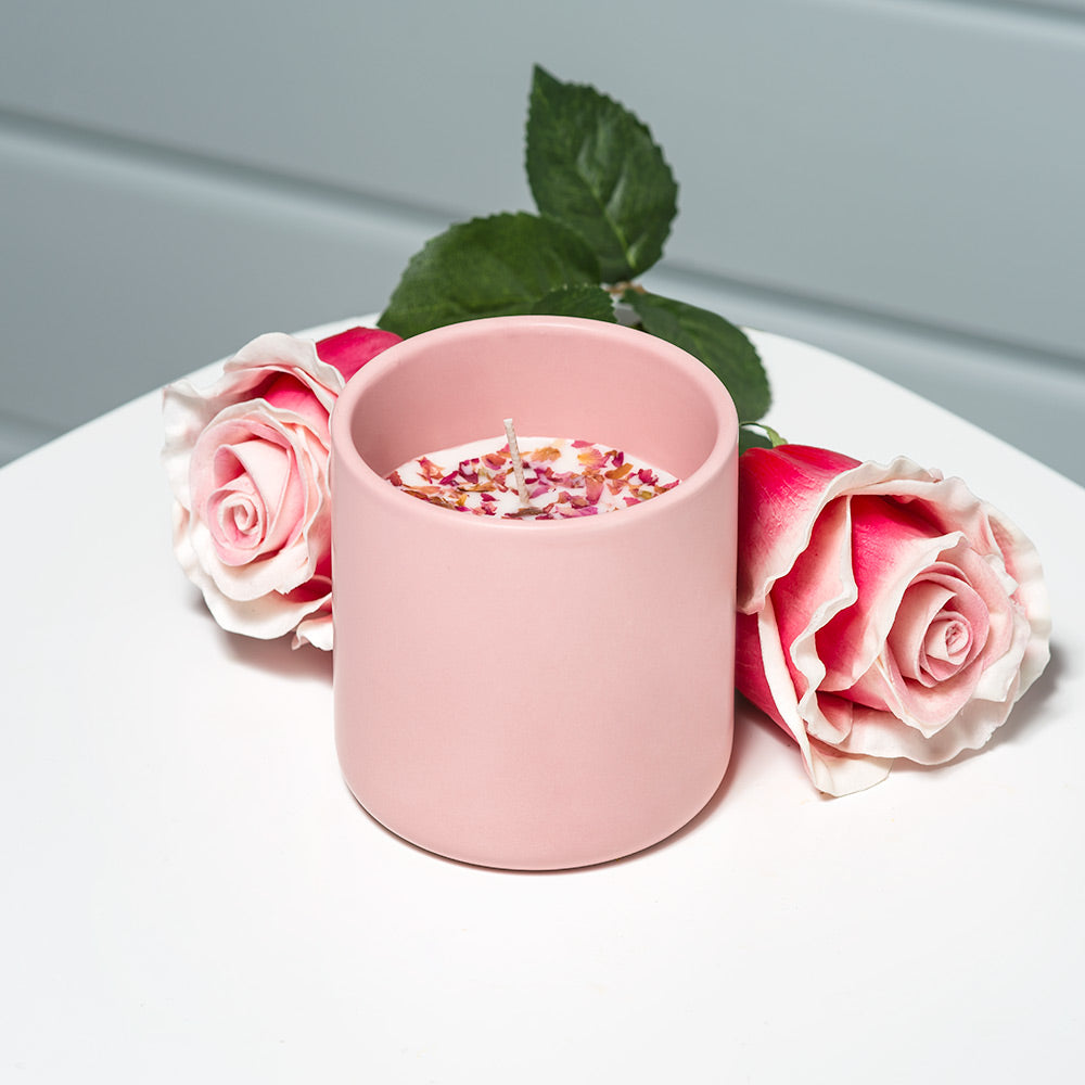 Handmade Rose Petal Soy Candle (10oz) Overstock Sheets